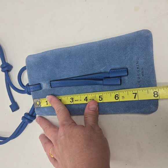 LIBESKIND Berlin Suede Leather Mobile Crossbody Pouch Necklace Accessories Blue - Picture 9 of 10